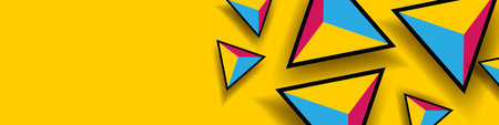 Abstract triangle pattern. Color triangles on yellow background. Modern horizontal cover, banner or...