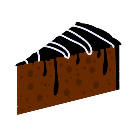 Slice of chocolate cake in flat style. Cake for design, food apps and websites. Vector illustration...