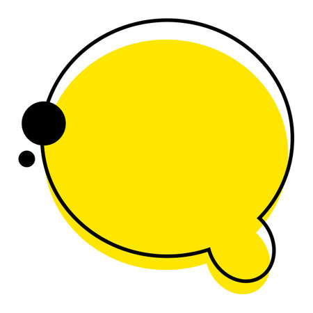 Empty speech bubble in memphis style. Modern yellow icons for web and mobile apps. Vector illustration isolated on white background.のイラスト素材