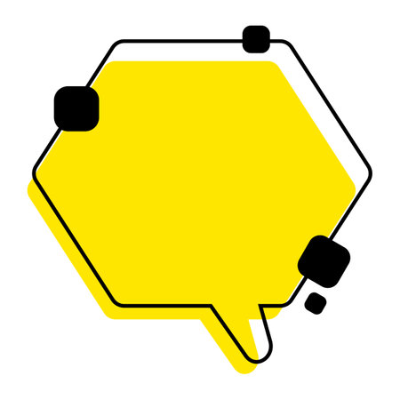 Empty speech bubble in memphis style. Modern yellow icons for web and mobile apps. Vector illustration isolated on white background.のイラスト素材