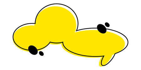 Empty speech bubble in memphis style. Modern yellow icons for web and mobile apps. Vector illustration isolated on white background.のイラスト素材