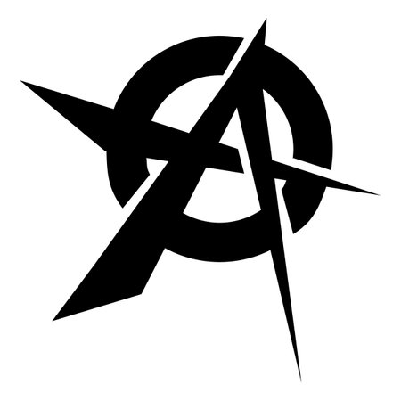 anarchy symbol. The letter "A" is a sign of Anarchy. A - logo or icon for design. Vector illustration isolated on white background.のイラスト素材