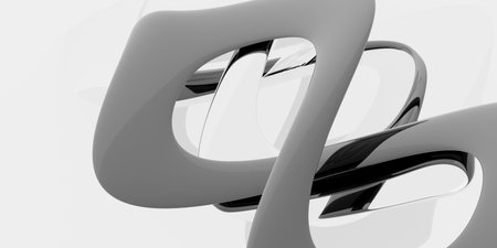 Liquid metal lines. Modern abstract background. Realistic 3D rendering.の写真素材