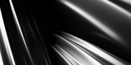 Abstract black metallic background. Black waves lines. Modern design element for banner, cover, wallpaper and background. 3D rendering.の写真素材