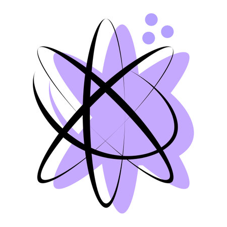 atom icon. Modern abstract scientific symbol. Vector illustration isolated on white background.のイラスト素材