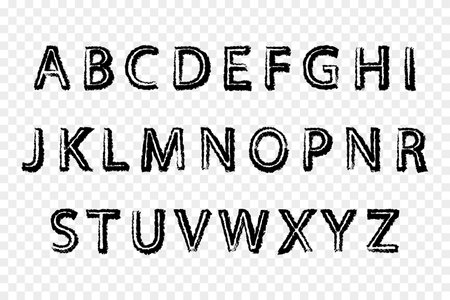 Black numbers in grunge style for design from 0 to 9. Numbers brush strokes. Vector illustration isolated on transparent backgroundのイラスト素材