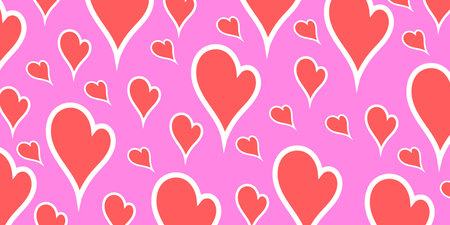 Valentine's day pattern with red hearts on background. Cute hearts pattern vector illustration....