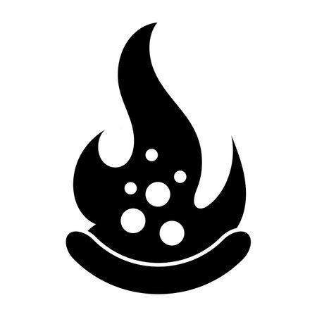 Hot pizza logo with fire. Pizza icon for cafe and restaurant. Vector illustration isolated on white background.のイラスト素材