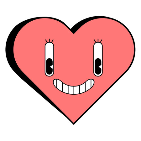 Heart sticker. Heart for Happy Valentines day in trendy retro cartoon style. Vector illustration isolated on white backgroundのイラスト素材