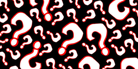 Question marks on black background. Question mark pattern abstract Halloween background. Vector EPS...