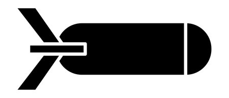 Rocket weapons. Rocket black silhouette icon. Vector illustration isolated on white background.