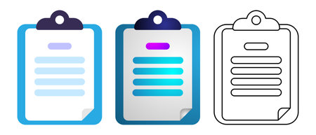 Clipboard and checklist document icon. Document sign. Vector illustration isolated on white background.のイラスト素材