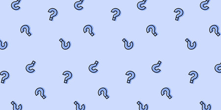 Cute cartoon question marks on blue background. Question mark pattern abstract vector background.のイラスト素材