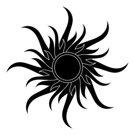 Abstract black vortex icon and logo. Abstract sun sign. Modern vector illustration isolated on white background.のイラスト素材