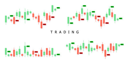 Trading icon illustration with candles. Rise and fall graph. Vector EPS 10のイラスト素材