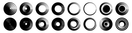 Set of abstract circle. Black round frames. Elements for design. Vector illustration isolated on white background. EPS 10のイラスト素材