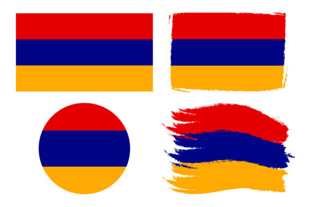 Flag of Armenia icon set. Armenia signs. Brush stroke Flag of Armenia. Vector illustration isolated on white backgroundのイラスト素材