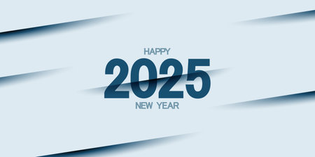 Happy New Year 2025 text design. Modern brochure design template, card, banner. Slice style design. Vector illustration with lines on background.のイラスト素材