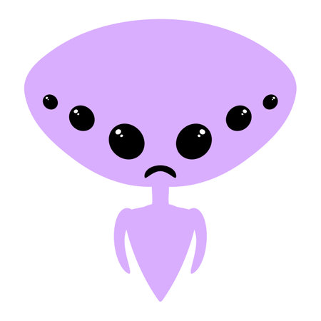 Cute cartoon alien character. Funny alien flat illustration. Vector isolated on white background.のイラスト素材