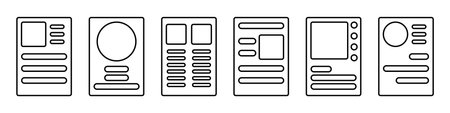 Document line icons set. Paper document. Vector illustration isolated on white background.のイラスト素材