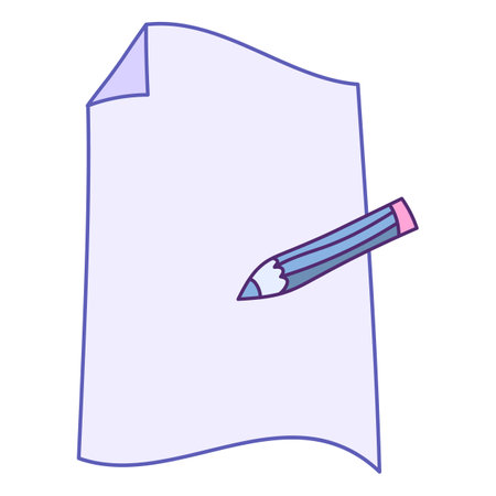 Document with a pencil. Paper document symbol. Vector hand drawn illustrationのイラスト素材