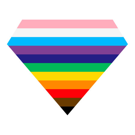 Pride icon. Diamond with LGBTQ pride flag colors. Colored striped shape for design. Vector illustration isolated on white background.のイラスト素材