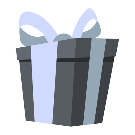 Cartoon gift box icon. Flat style. Gift and present for holiday celebration and special sales offer. Box with wrapping paper and ribbon bow. Vector illustrationのイラスト素材