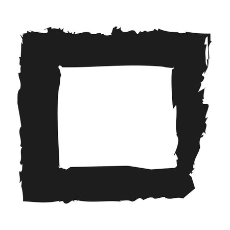 Black grunge square shape. Brush strokes frame element, frame for design. Vector illustration isolated on white background.のイラスト素材