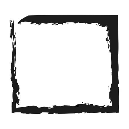 Black grunge square shape. Brush strokes frame element, frame for design. Vector illustration isolated on white background.のイラスト素材