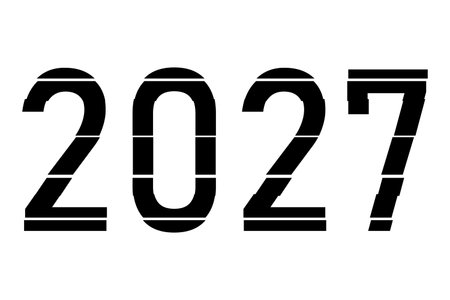 2027 number design template. 2027 New Year  design. Vector illustration isolated on white...