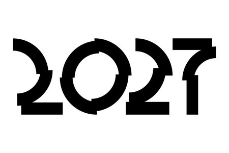 2027 number design template. 2027 New Year  design. Vector illustration isolated on white...