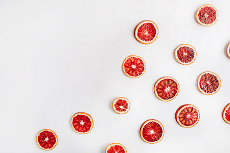 Red oranges pattern isolated on white. Flat layの写真素材