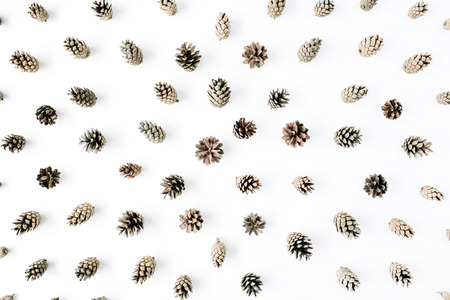minimal creative cone pattern arrangement on white. flat lay, top view. christmas background wallpaper.の写真素材