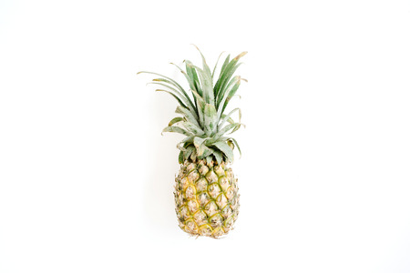 Pineapple on white background. Flat lay, top viewの写真素材