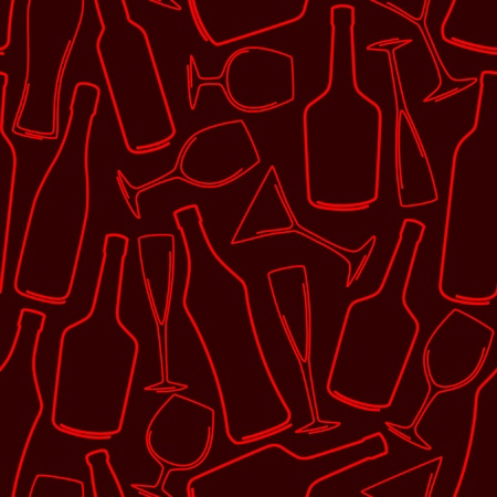 seamless background with bottles and glassesのイラスト素材