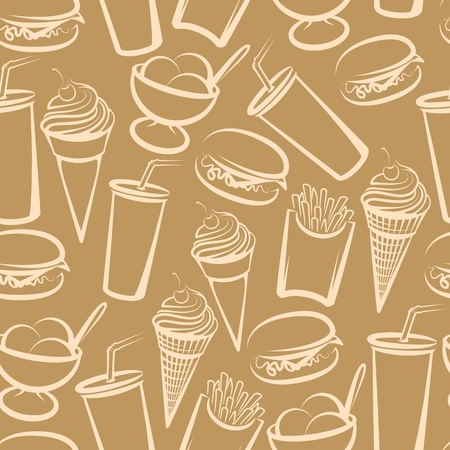 seamless background with fast foodのイラスト素材