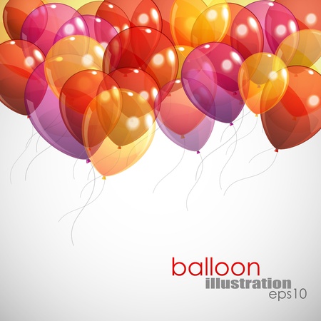 background with multicolored flying balloonsのイラスト素材