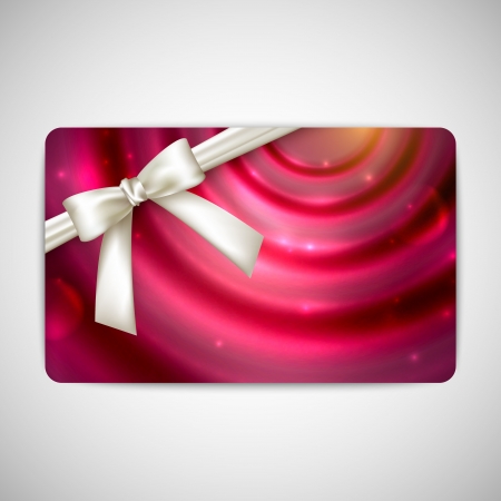 holiday gift card with white bow and ribbon のイラスト素材