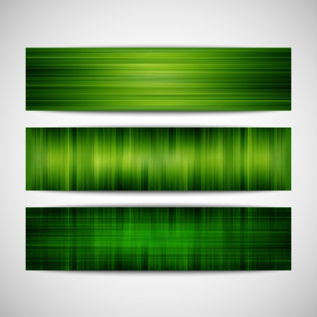 set of green striped banners のイラスト素材