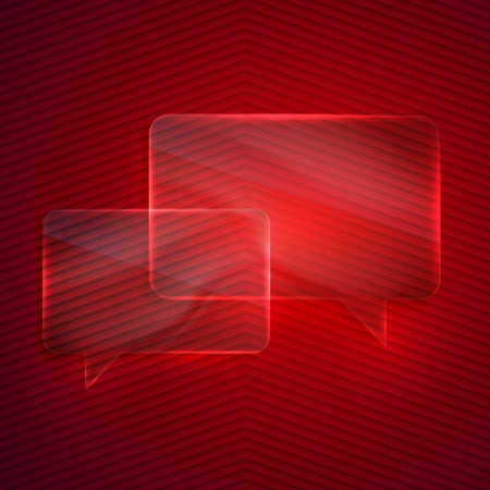 abstract red background with glass transparent speech bubblesのイラスト素材