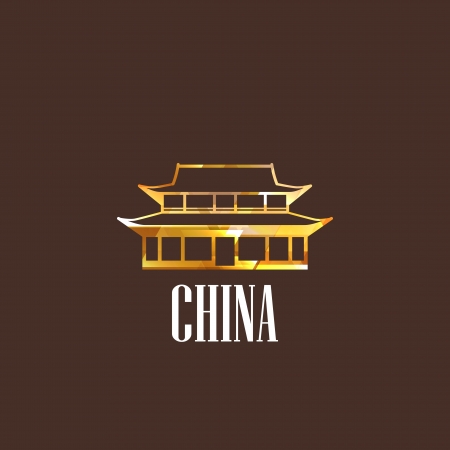 illustration with diamond chinese building iconのイラスト素材