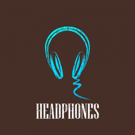 vintage illustration with a headphonesのイラスト素材