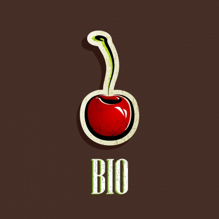 vintage illustration with a red cherryのイラスト素材