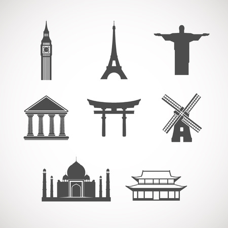 set of the world landmark iconsのイラスト素材