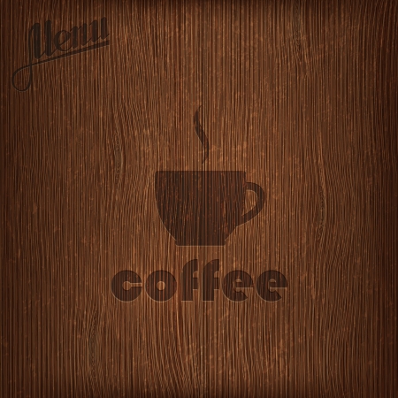 restaurant menu design with coffee cup on wood backgroundのイラスト素材