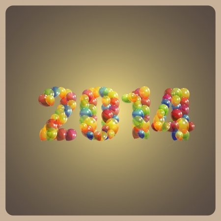 happy new 2014 year  holiday multicolored flying balloons のイラスト素材
