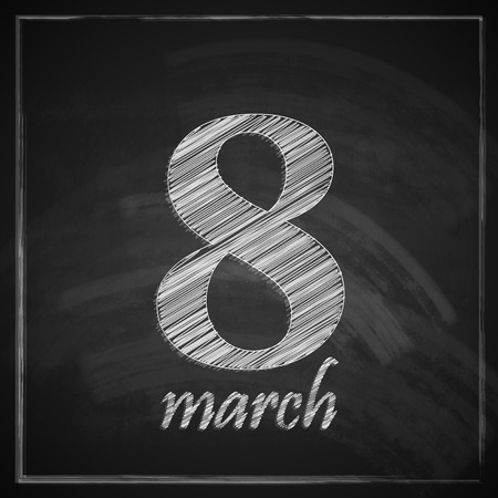 8 march  Women s Day greeting card with number eight on chalkboard textureのイラスト素材