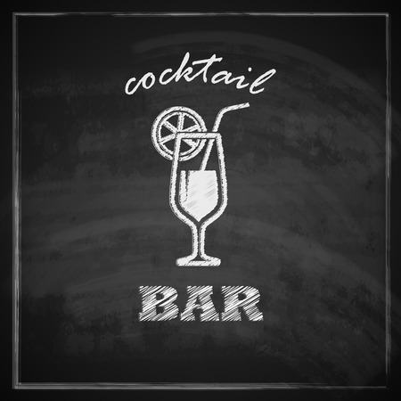 vintage illustration with cocktail on blackboard background  bar signのイラスト素材