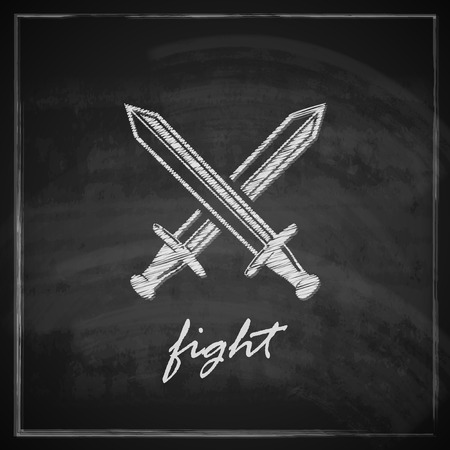 vintage illustration with swords on blackboard background  のイラスト素材