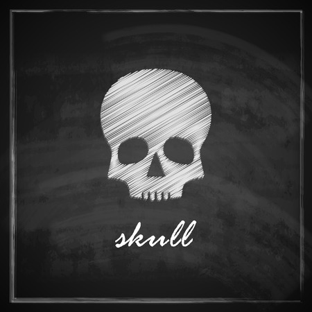 vintage illustration with a skull on blackboard backgroundのイラスト素材